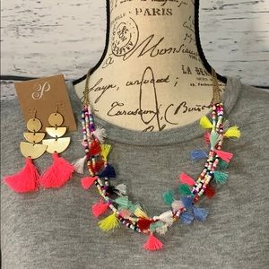 Plunder   Fringe Tassel Necklace & Earring Set